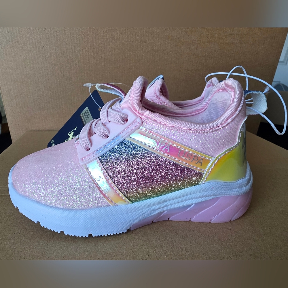 U.S. Polo Assn. Pink and Yellow Glitter Sneakers